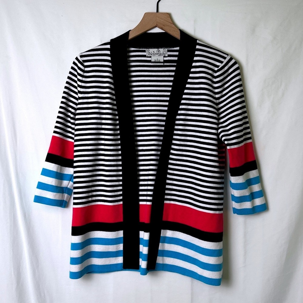 Nouveaux Womens Striped Colorblock Open Front Cardigan Sweater Size S Multicolor